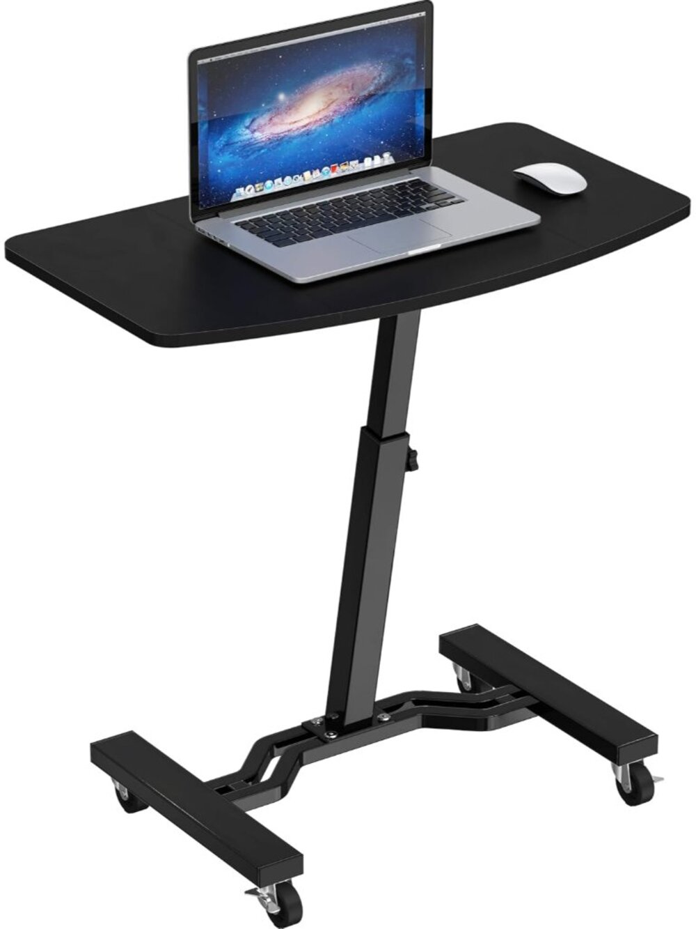 Mobile Height Adjustable Laptop Rolling Cart w/Lockable Wheels, Black